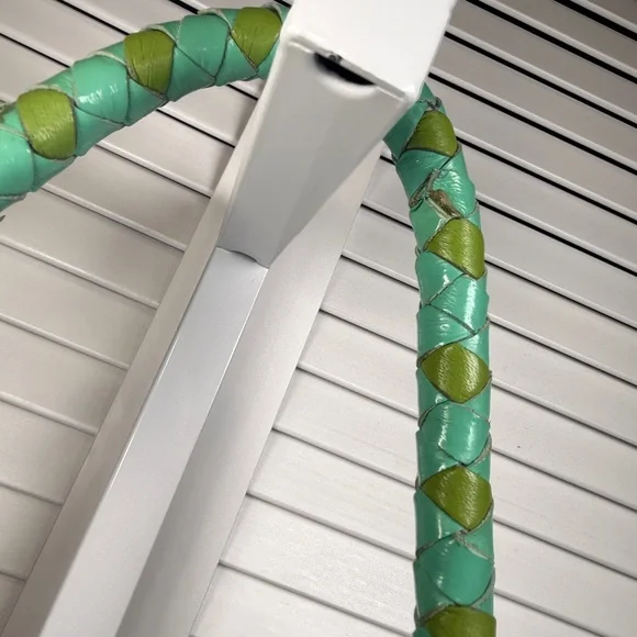 Vintage Consuela Leather Shoulder Tote Bag Teal With Colorful Flower Embroidery - Picture 8 of 16